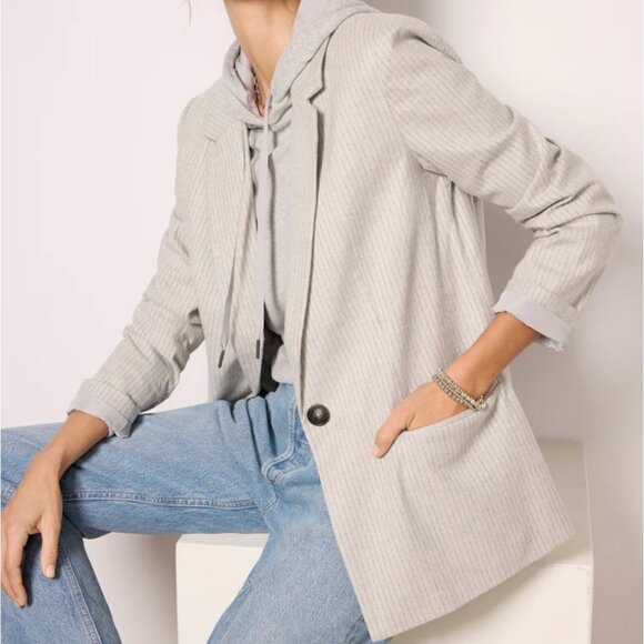 NWT - Z Supply Monroe Pinstripe Blazer in Sea Salt - Size Small - Picture 1 of 15